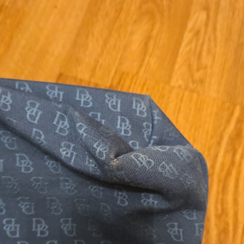 Dooney & Bourke Blue Monogram Shoulder Bag with Tan Leather Strap - Picture 11 of 11